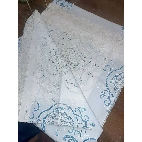 COPY - Vintage Crochet White Tablecloth 105x72 New - Picture 5 of 5